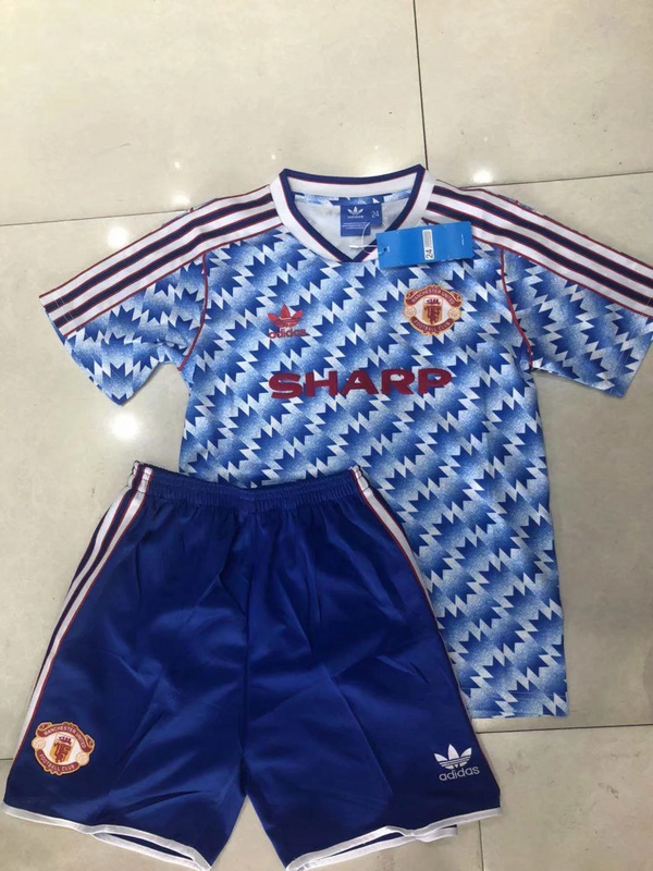Kids-Manchester Utd 90/92 Away Soccer Jersey